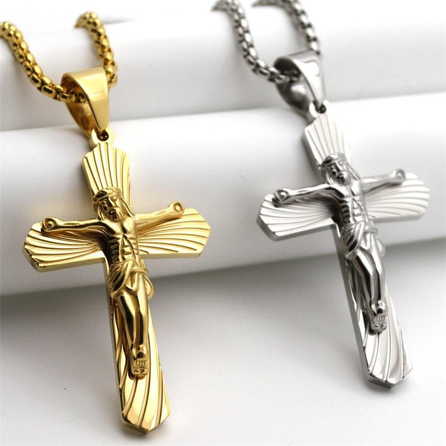Men's Trendy Cross Pendant Necklace Black Catholic - Temu