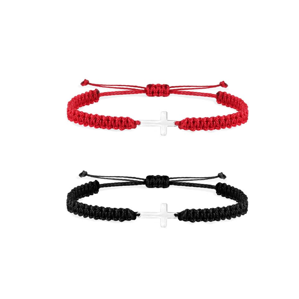 Braided Cross Bracelets  Red And Black Rope