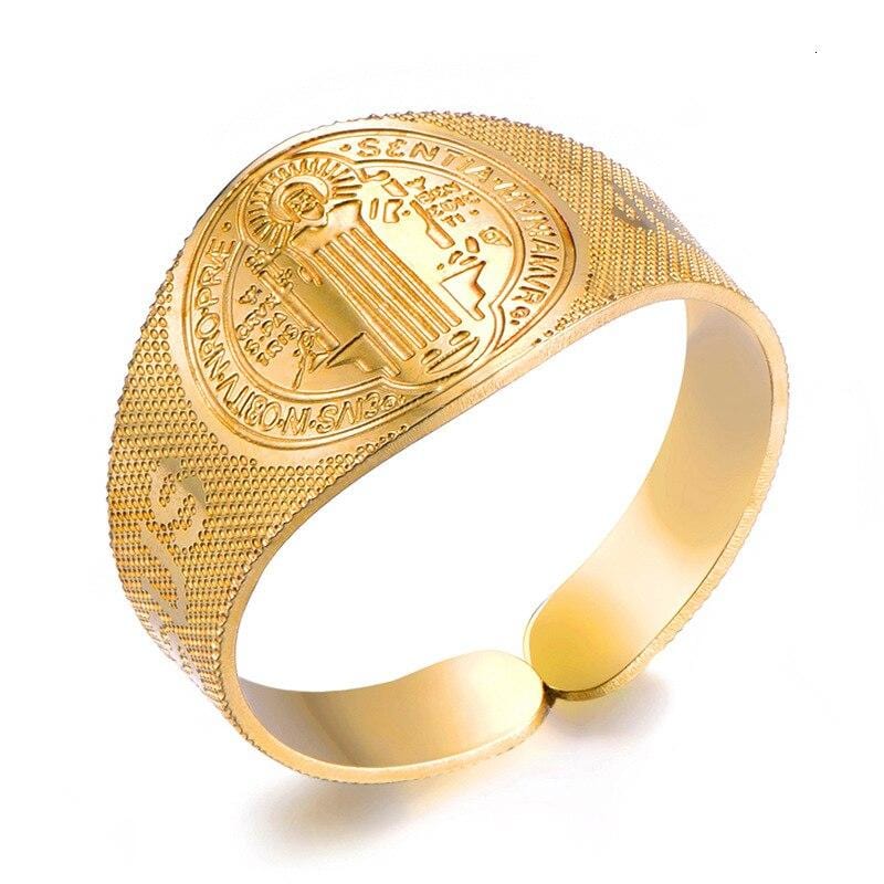 st benedict ring gold