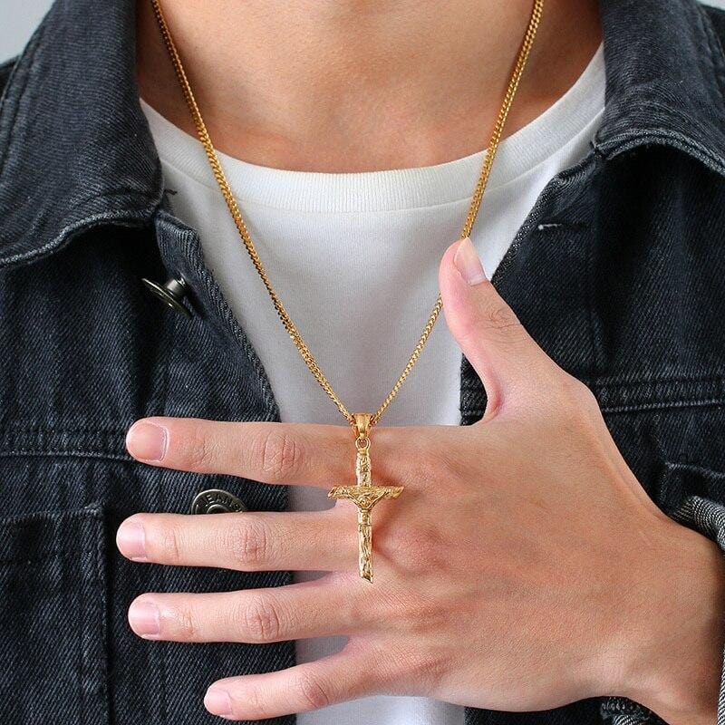 gold-crucifix-cross-necklace for men