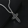 black plated stainless steel cross pendant necklace for men