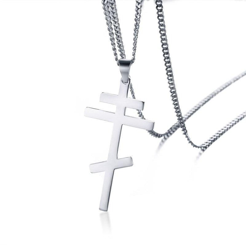 Stainless Steel Cross Pendant Necklace Russian Orthodox Cross Religious  Jewelry | eBay