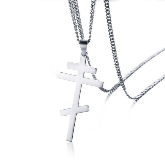 mens orthodox cross necklace silver