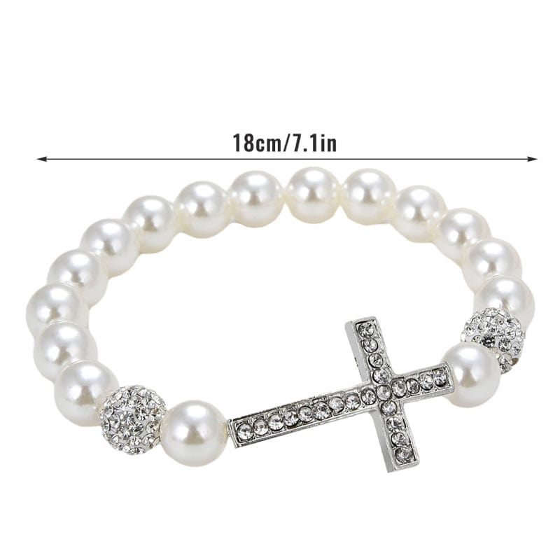 Women's Imitation Pearl Cross Bracelet