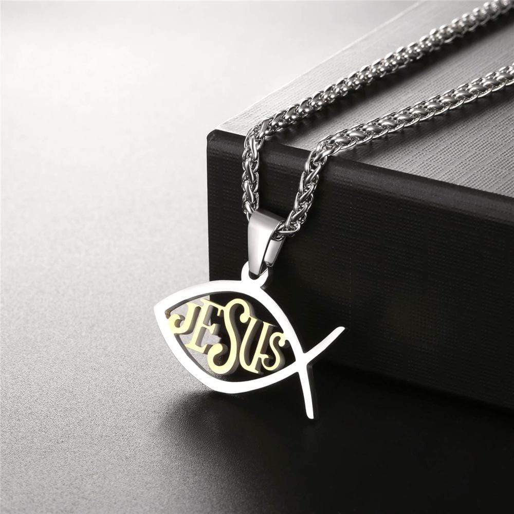 Jesus Fish Ichthys Symbol Necklace