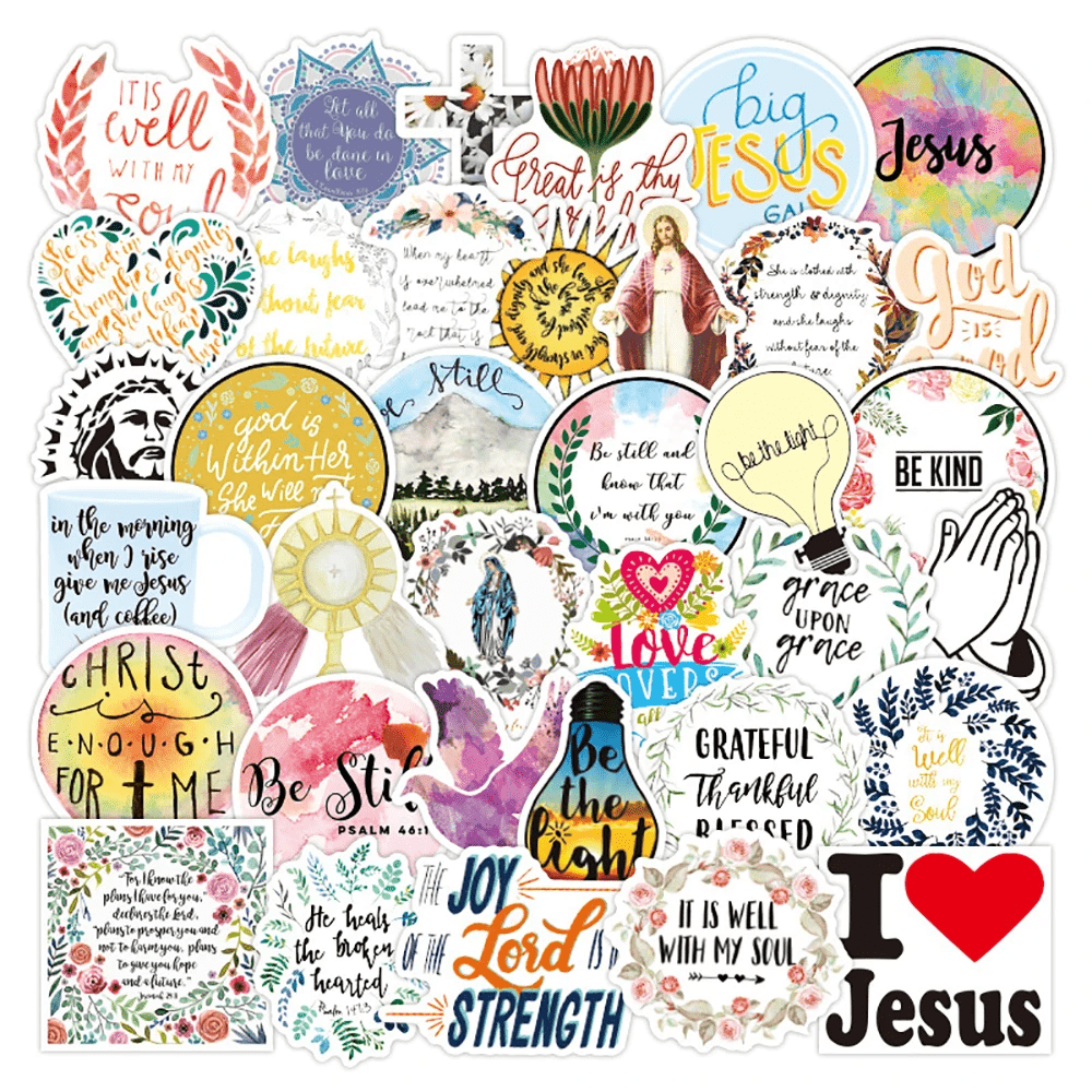 Lord Words Sticker Jesus Christian Sayings Sticker Set (50 Stickers) | Religious Quote ...