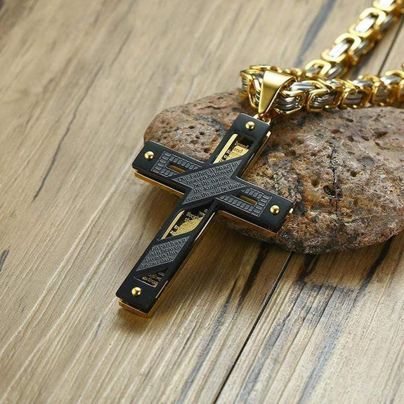 Armor of God Men's Stainless Steel Dog Tag Lord's Prayer Cross Necklace |  eBay