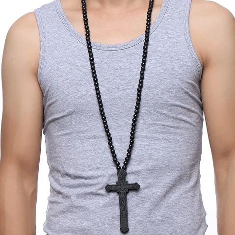 Mens wooden 2025 crucifix necklace