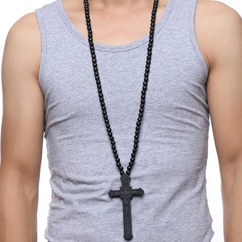 Mens' Wooden Crucifix Necklace