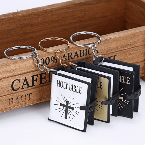 Mini Holy Bible Keyring with Real Paper