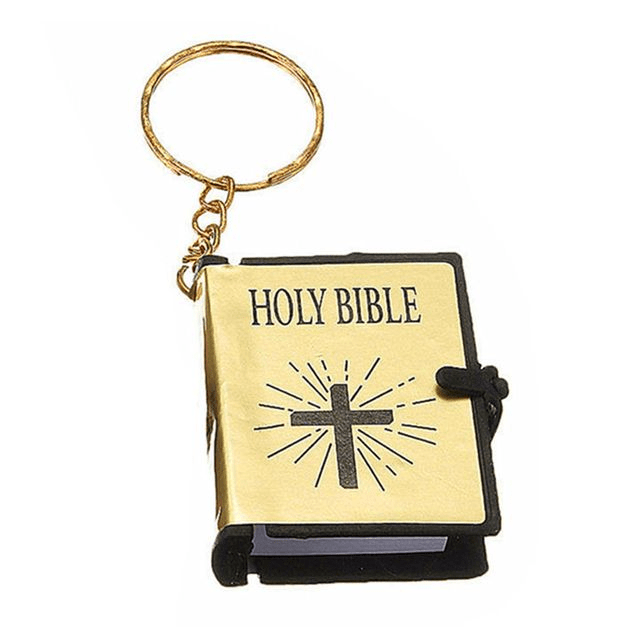 Mini Holy Bible Keyring with Real Paper | Christian Bible Key Ring ...