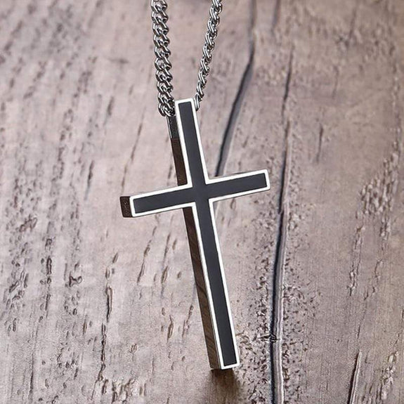 cross necklace made with stainless steel