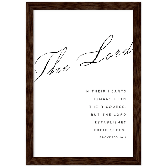 Proverb Frame Proverbs 16:9 Matte Poster Wooden Frame (A4) or Printable Download ...