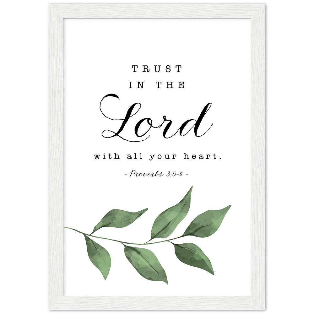 Proverbs 3:5-6 Leaves Matte Poster Wooden Frame (A4)