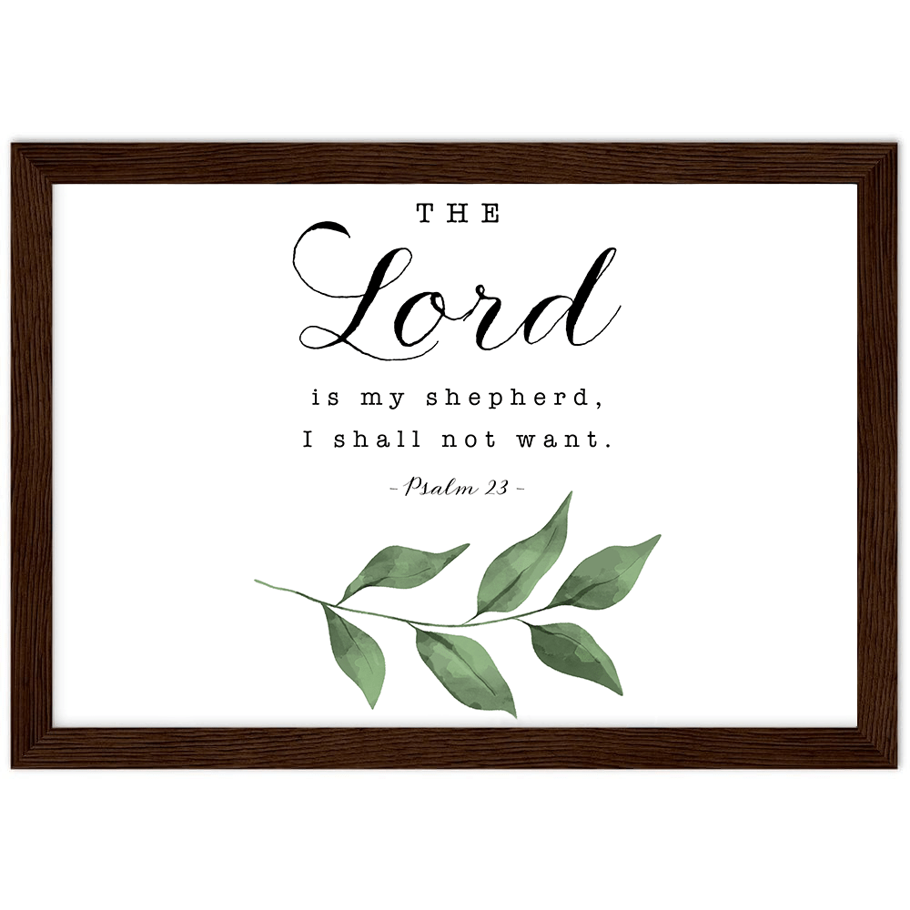 Psalm 23 Leaves Matte Poster Wooden Frame (A4 Horizontal)