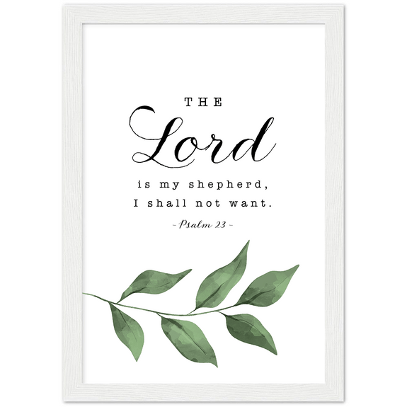 Psalm 23 Leaves Matte Poster Wooden Frame (A4)