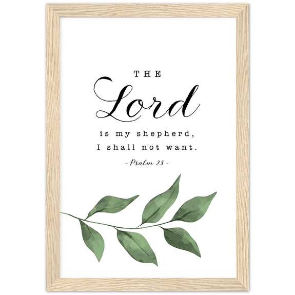 Psalm 23 Leaves Matte Poster Wooden Frame (A4)