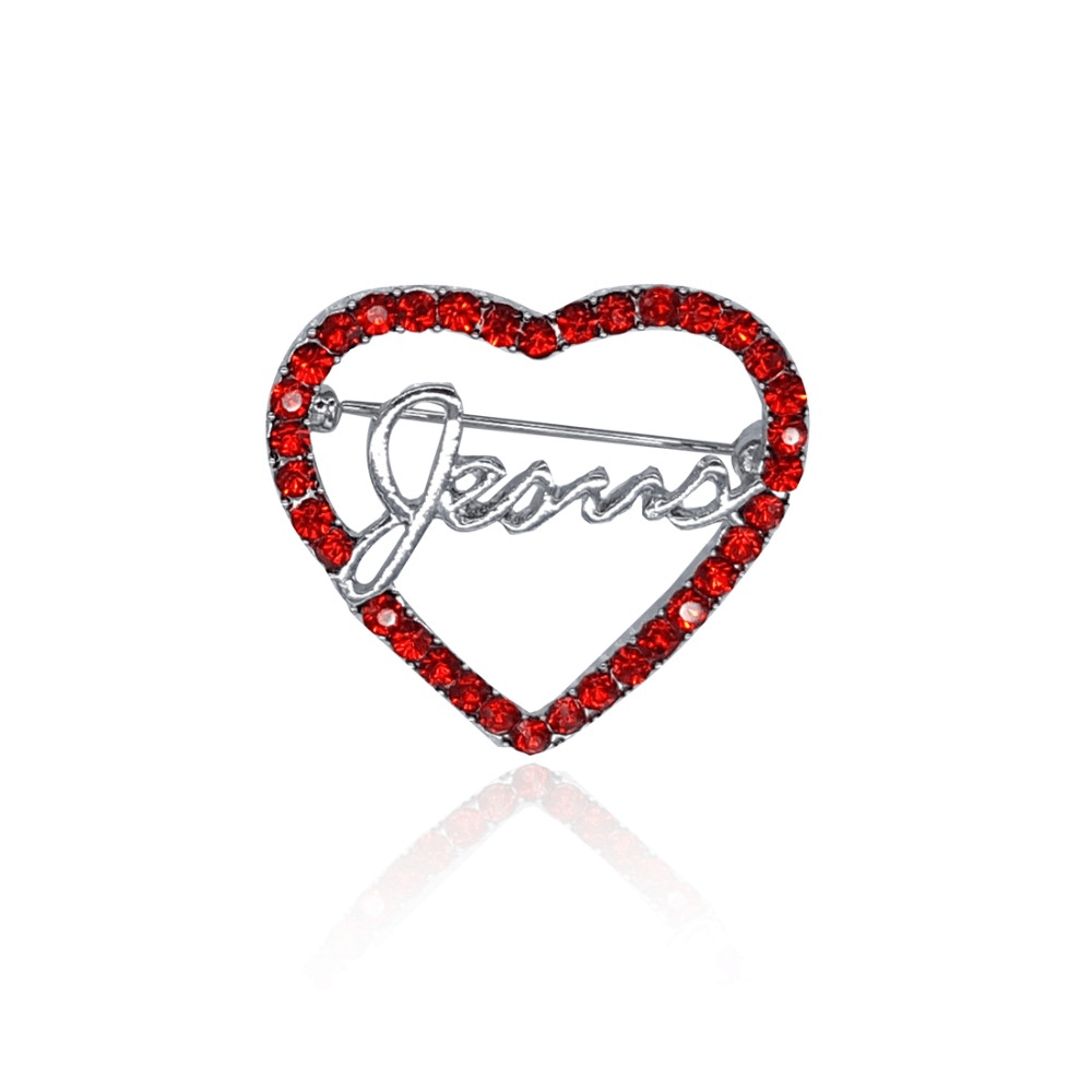 Red Rhinestone Heart 'Jesus' Lapel Pin | Christian Faith Brooch | Lord ...