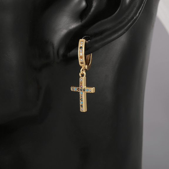 Religious Cross Symbol Cubic Zirconia Earrings