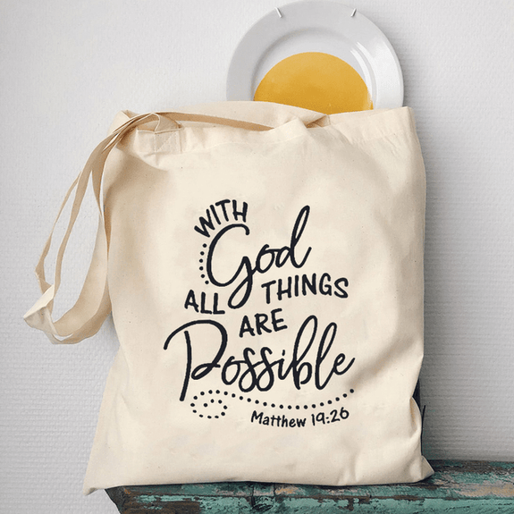 Religious Symbols and Quotes Canvas Tote Bags