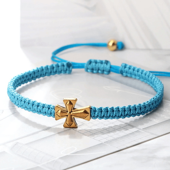 Christian Braided Rope Bracelet with Cross Charm