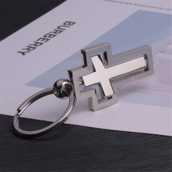 Rotating Cross Pendant Keychain