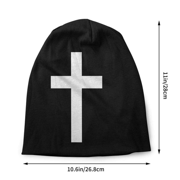 Black and White Cross Beanie Hat