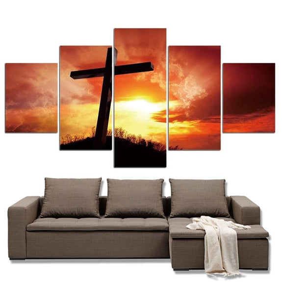 Christian Canvas Art Sunset Cross