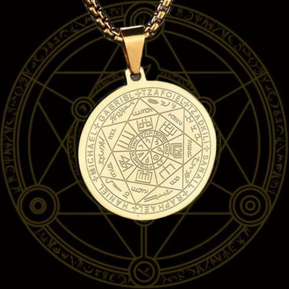 Seven Angels Religious Rune Pendant Necklace