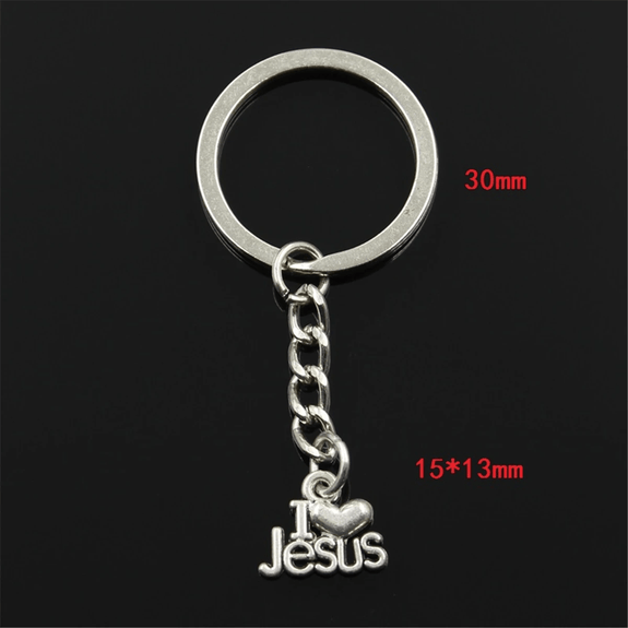 Silver 'I Heart Jesus' Christian Keychain