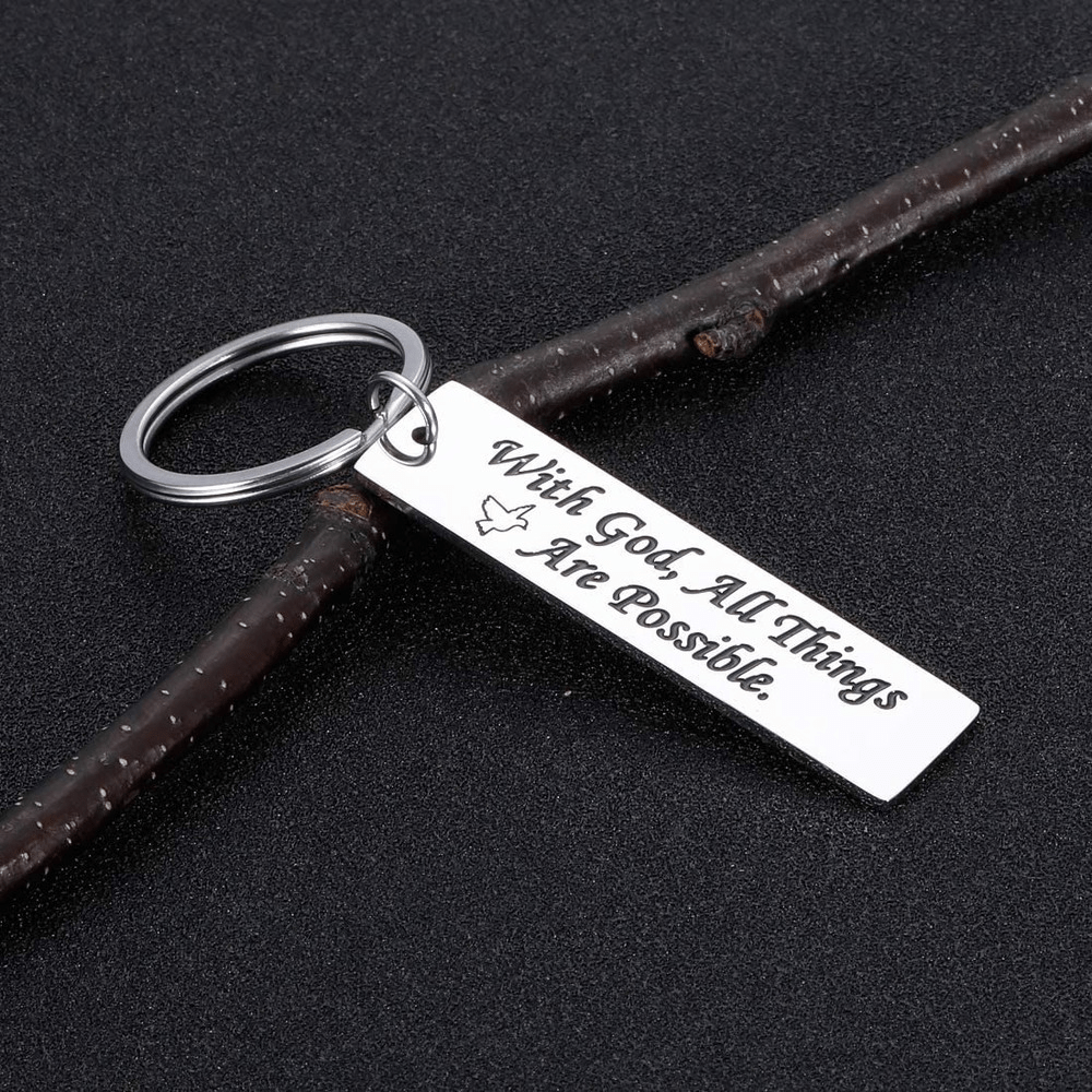 'With God All Things Are Possible' Christian Keyring