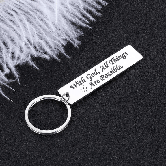 'With God All Things Are Possible' Christian Keyring