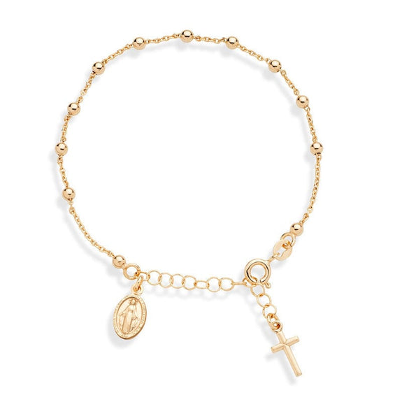 Women's Christian Bracelet with Cross and Virgin Mary Charms