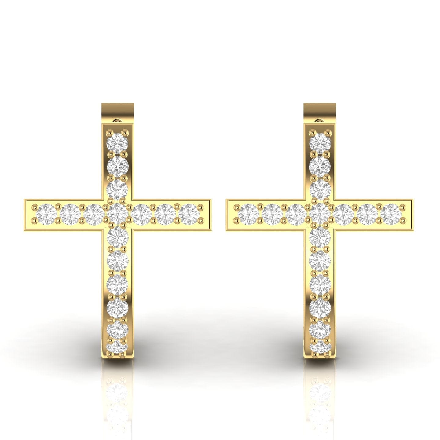 Diamond Cross Hoop Earrings Diamond Cross Huggie Earrings