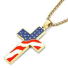 America Flag Cross Necklace