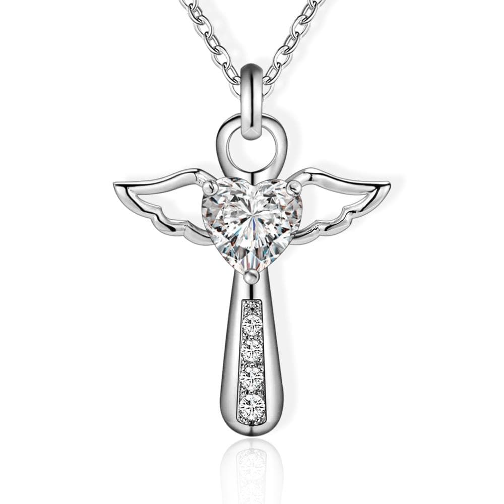 Cross with Angel Wings Necklace