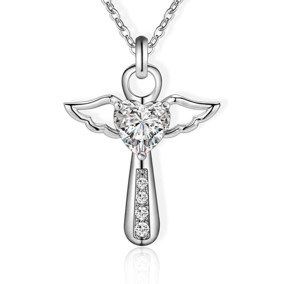 Cross with Angel Wings Necklace