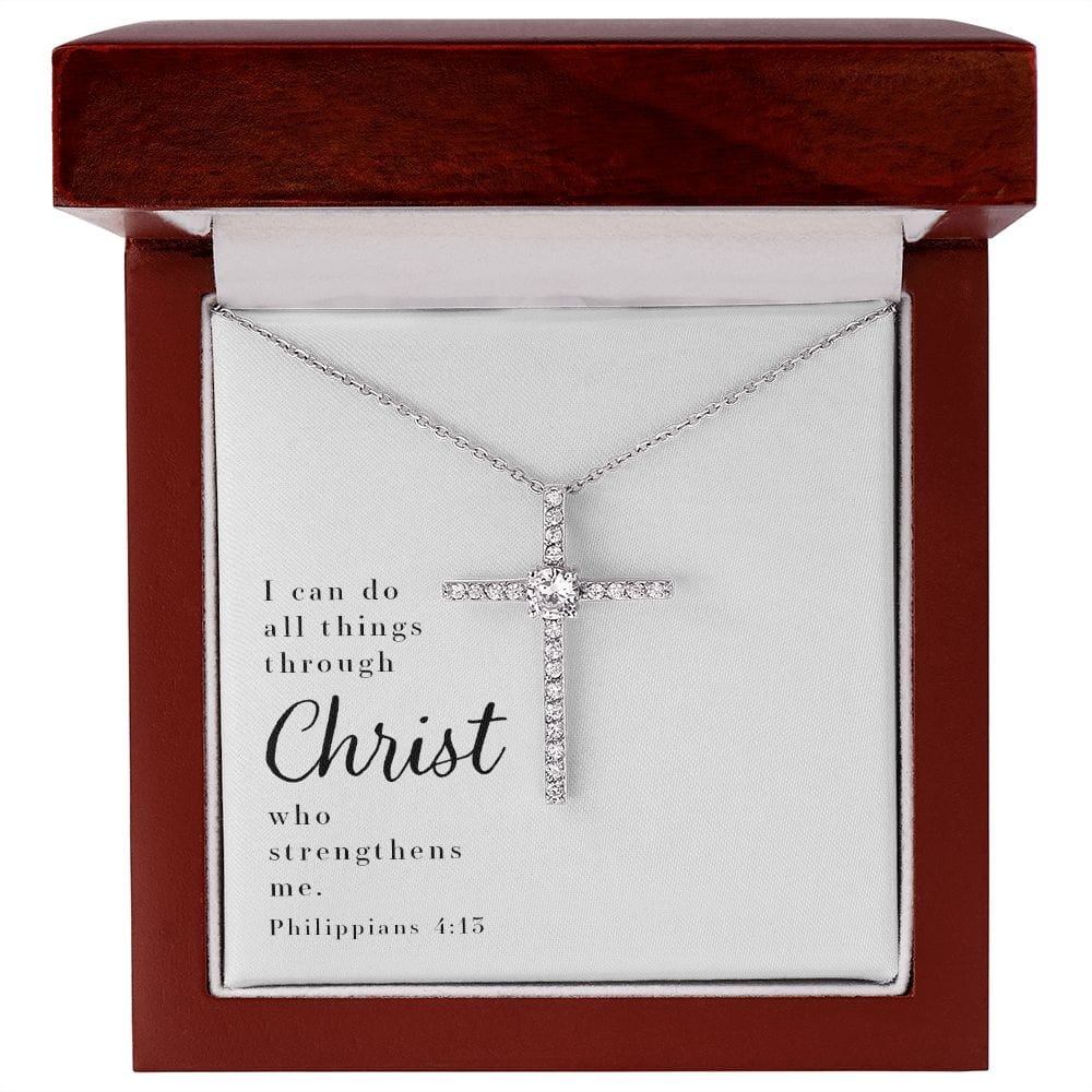Cubic Zirconia Crystal Necklace -  Philippians 4:13