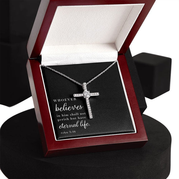Cubic Zirconia Crystal Necklace - John 3:16
