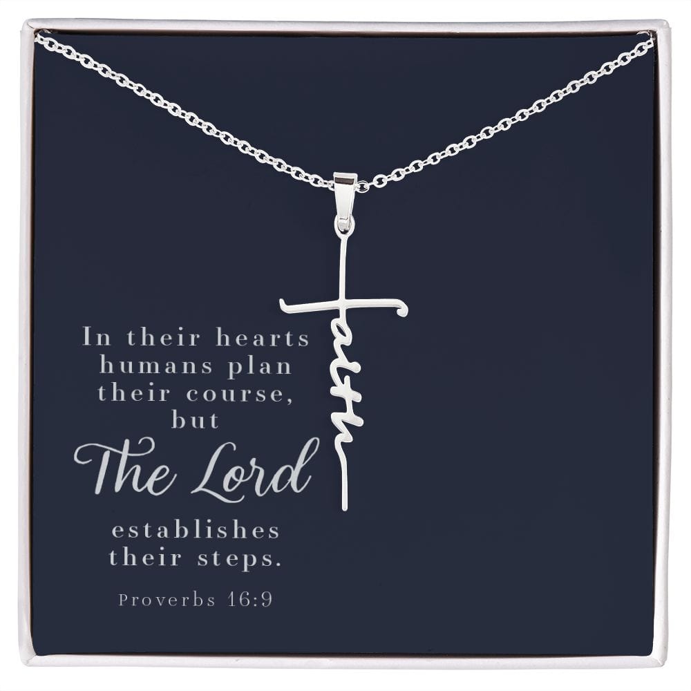 Faith Cross Necklace - Proverbs 16:9