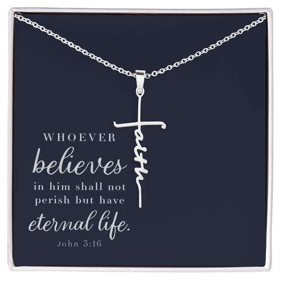 Faith Cross Necklace - John 3:16