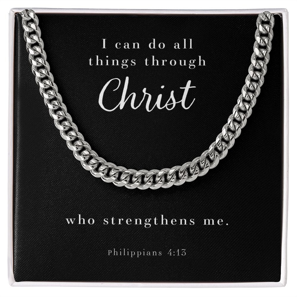 Cuban Link Chain - Men's Necklace -  Philippians 4:13