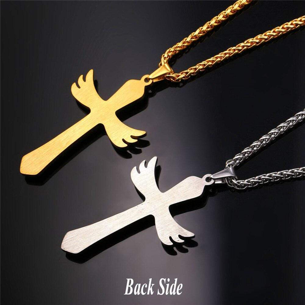 Men's Stainless Steel Guardian Angel Pendant with Chain - 9623674 | HSN