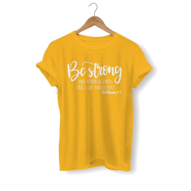 be-strong-and-courageous-womens-t-shirt-yellow