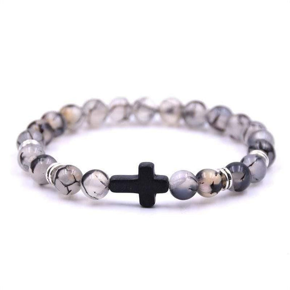sideways cross bracelet with beads