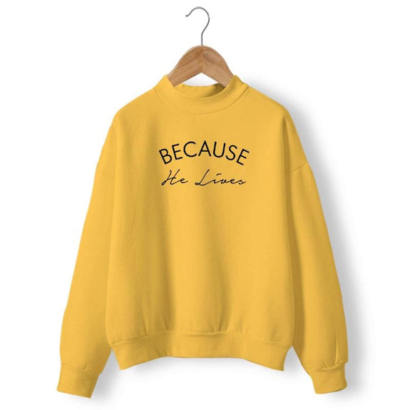 because-he-lives-sweatshirt-yellow