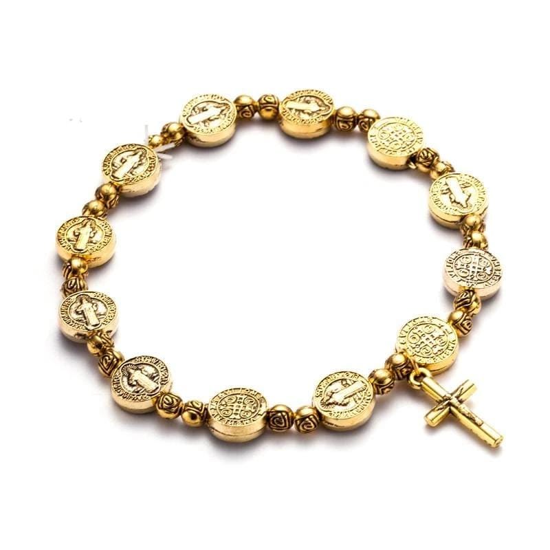 benedictine cross bracelet gold