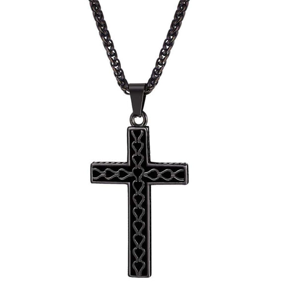 ancient cross necklace black