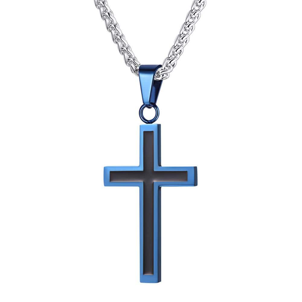 Black and Blue Cross Necklace