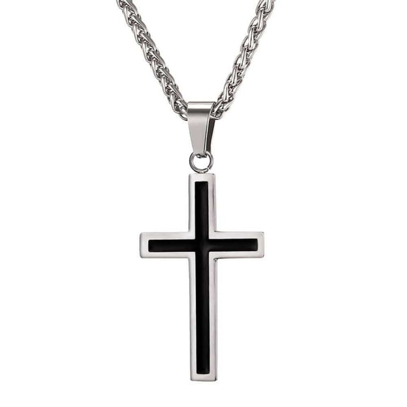 Black and Silver Cross Necklace
